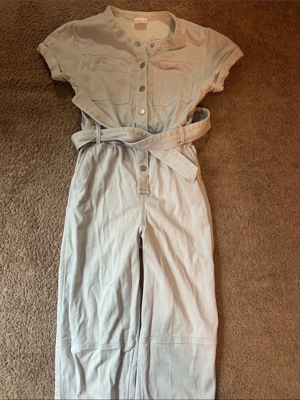abercrombie kids Light Gray Utility Jumpsuit with Self-Tie Belt